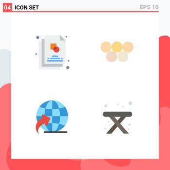 Pictogram Set of 4 Simple Flat Icons of sketch globe design greek camping Editable Vector Design Elements