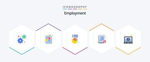 paquete de iconos planos de empleo 25 que incluye ingeniero. computadora. tarta. rechazar. oficina vector