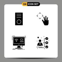 4 Creative Icons Modern Signs and Symbols of computers control gadget hand cursor monitor Editable Vector Design Elements