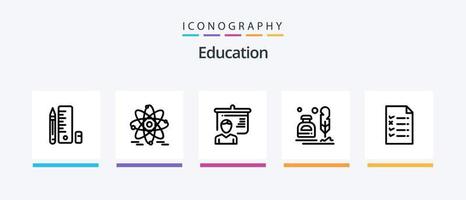 paquete de iconos de la línea de educación 5 que incluye baloncesto. presentación. oficina. educación. educación. diseño de iconos creativos vector