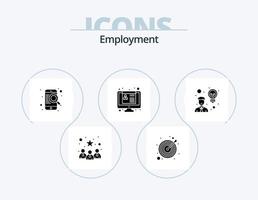 Employment Glyph Icon Pack 5 Icon Design. employee. resume. find. job application. cv vector
