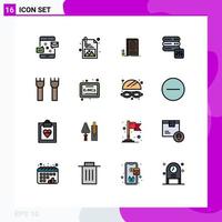 Flat Color Filled Line Pack of 16 Universal Symbols of castle tower castle door server database Editable Creative Vector Design Elements