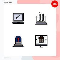 4 Creative Icons Modern Signs and Symbols of computer death imac test gravestone Editable Vector Design Elements