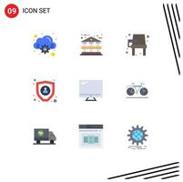 Group of 9 Modern Flat Colors Set for imac monitor education computer encryption Editable Vector Design Elements