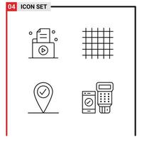 Set of 4 Modern UI Icons Symbols Signs for document check in office layout code Editable Vector Design Elements