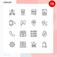 16 Creative Icons Modern Signs and Symbols of photo report christmas hat graph business Editable Vector Design Elements