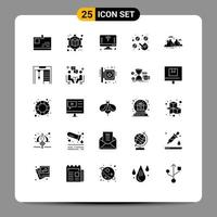 Pack of 25 Modern Solid Glyphs Signs and Symbols for Web Print Media such as landscape mountain iot money pay Editable Vector Design Elements