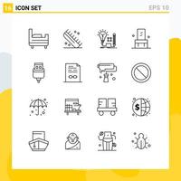 Set of 16 Vector Outlines on Grid for charge seat insight interior chair Editable Vector Design Elements