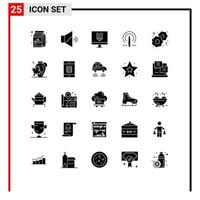 Set of 25 Modern UI Icons Symbols Signs for food tools computer education learining Editable Vector Design Elements