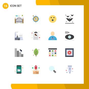 16 Flat Color concept for Websites Mobile and Apps building halloween target bats game Editable Pack of Creative Vector Design Elements