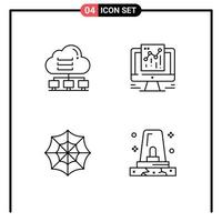 Set of 4 Commercial Filledline Flat Colors pack for network halloween connect data web Editable Vector Design Elements