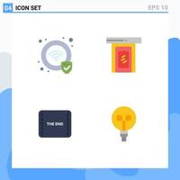 Pictogram Set of 4 Simple Flat Icons of protection movie rainy home bulb Editable Vector Design Elements