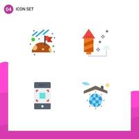 Group of 4 Modern Flat Icons Set for flag smartphone celebration holiday earth Editable Vector Design Elements