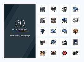 20 icono de línea de tecnología de la información para presentación vector