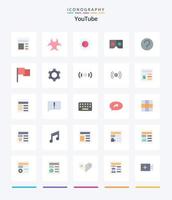 paquete creativo de iconos planos de youtube 25 como ui. básico. básico. película. lentes vector