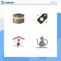 4 Thematic Vector Flat Icons and Editable Symbols of hajj home mecca management enrgy Editable Vector Design Elements