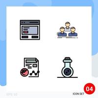 Universal Icon Symbols Group of 4 Modern Filledline Flat Colors of action team interface employee chart Editable Vector Design Elements