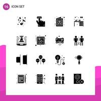 Mobile Interface Solid Glyph Set of 16 Pictograms of fort castle medical decorate book Editable Vector Design Elements