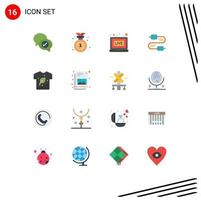 16 Flat Color concept for Websites Mobile and Apps ecology earth day broadcasting capacitors wire Editable Pack of Creative Vector Design Elements