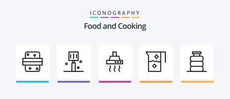 paquete de iconos de la línea de alimentos 5 que incluye bebida. alimento. bebida. harina. alimento. diseño de iconos creativos vector