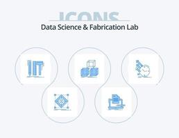 Data Science And Fabrication Lab Blue Icon Pack 5 Icon Design. stackd. arrange. list. pencil. digital vector