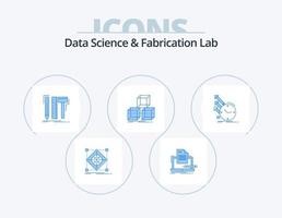 paquete de iconos azules de laboratorio de fabricación y ciencia de datos 5 diseño de iconos. apilado arreglar. lista. lápiz. digital vector