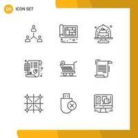 Modern Set of 9 Outlines and symbols such as plan cakes building cake baked Editable Vector Design Elements