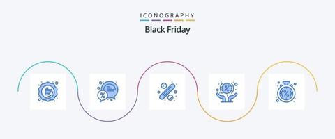 Black Friday Blue 5 Icon Pack Including shopping. hands. percent. discount. big sale vector