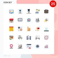 Mobile Interface Flat Color Set of 25 Pictograms of basket job idea work wreath Editable Vector Design Elements