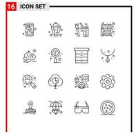 Set of 16 Vector Outlines on Grid for smart internet eid wood cutting Editable Vector Design Elements