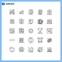 Group of 25 Lines Signs and Symbols for notification news graph clock notification Editable Vector Design Elements