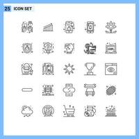 Group of 25 Lines Signs and Symbols for notification news graph clock notification Editable Vector Design Elements