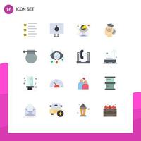 Modern Set of 16 Flat Colors Pictograph of army smart safety sharing knowledge Editable Pack of Creative Vector Design Elements