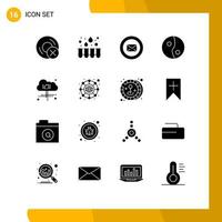 Universal Icon Symbols Group of 16 Modern Solid Glyphs of power cloud chat yin typing Editable Vector Design Elements