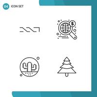 Stock Vector Icon Pack of 4 Line Signs and Symbols for nxt desert crypto currency wide plant Editable Vector Design Elements