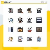 Universal Icon Symbols Group of 16 Modern Flat Color Filled Lines of knowledge living wallet home idea Editable Creative Vector Design Elements