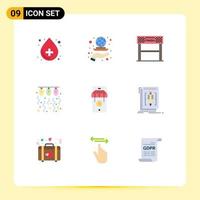 Universal Icon Symbols Group of 9 Modern Flat Colors of love lamp strategy bulb race Editable Vector Design Elements