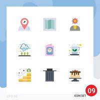 Set of 9 Modern UI Icons Symbols Signs for invitation child service card rain Editable Vector Design Elements