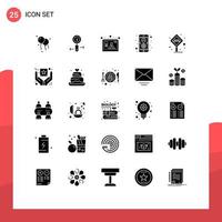 Modern Set of 25 Solid Glyphs Pictograph of stand airport user mobile coding Editable Vector Design Elements