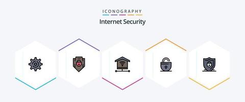 Internet Security 25 FilledLine icon pack including lock. internet. security. internet. locked vector