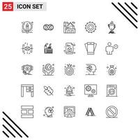 Modern Set of 25 Lines and symbols such as award blades man cutter moon Editable Vector Design Elements