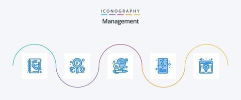 Management Blue 5 Icon Pack Including planning. management. business. goal. management vector