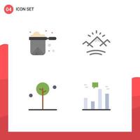 4 Thematic Vector Flat Icons and Editable Symbols of kitchen forest restaurant river nature Editable Vector Design Elements