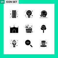 9 Creative Icons Modern Signs and Symbols of medieval castle tower idea castle building sport Editable Vector Design Elements