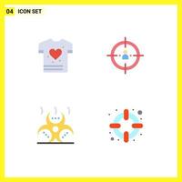 4 User Interface Flat Icon Pack of modern Signs and Symbols of gym contamination business planning infection Editable Vector Design Elements