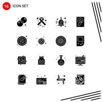 Mobile Interface Solid Glyph Set of 16 Pictograms of gps next button education next speaker Editable Vector Design Elements