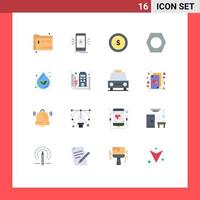 User Interface Pack of 16 Basic Flat Colors of drop bolt gps arrow dollar Editable Pack of Creative Vector Design Elements