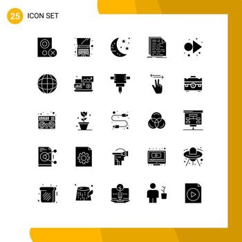 paquete de 25 glifos sólidos creativos de programación de flechas código de barra doc elementos de diseño vectorial editables vector