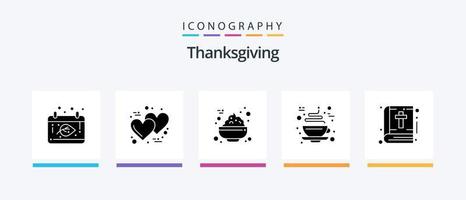 Thanksgiving Glyph 5 Icon Pack Including note. bible. bowl. hot. coffee. Creative Icons Design vector