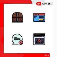 Group of 4 Filledline Flat Colors Signs and Symbols for box communication security study interaction Editable Vector Design Elements